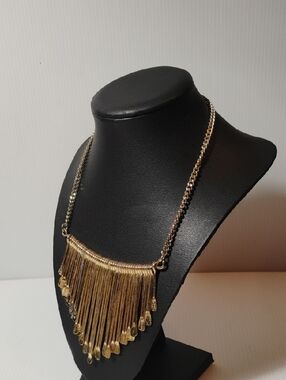 Kensie Vintage Gold Metal Fringe Choker Necklace